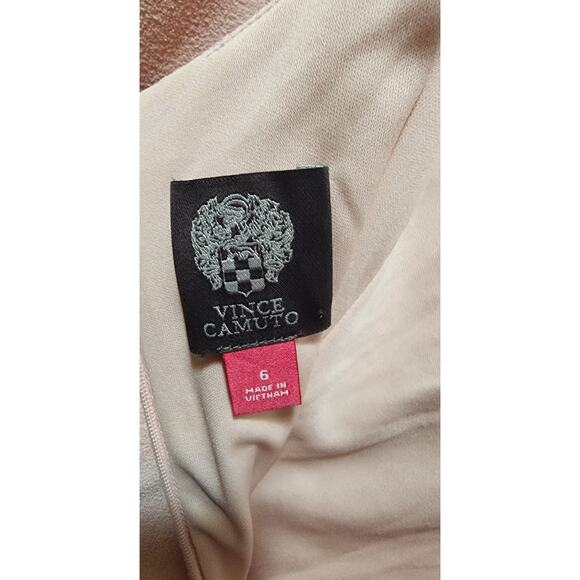 VINCE CAMUTO PINK KNEE LENGTH DRESS SLEEVELESS PLEATS KEYHOLE BOW SIZE 6 - Picture 3 of 7